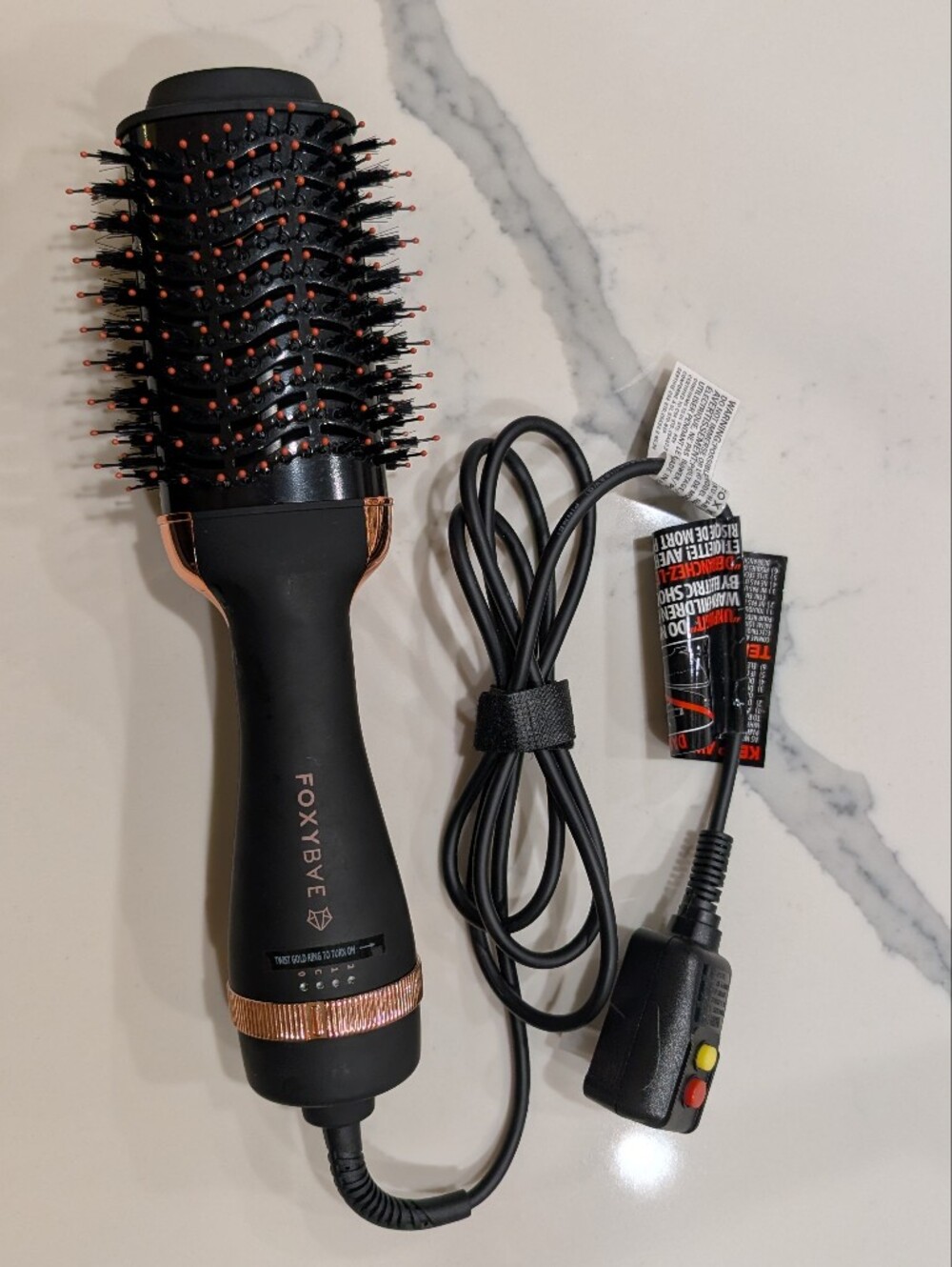 FoxyBae | Black & Rose Gold Hot Air Brush - Volumizing Hair Styler